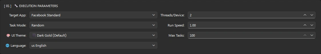 Execution Settings with English Language
