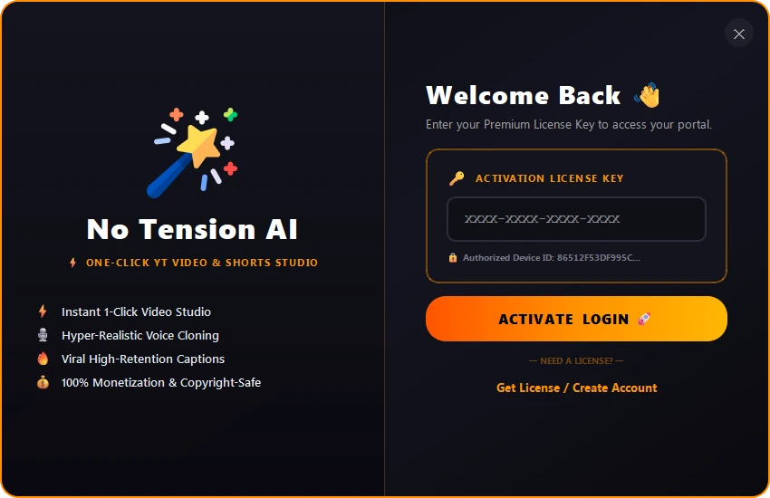 No Tension AI VIP License Activation Window