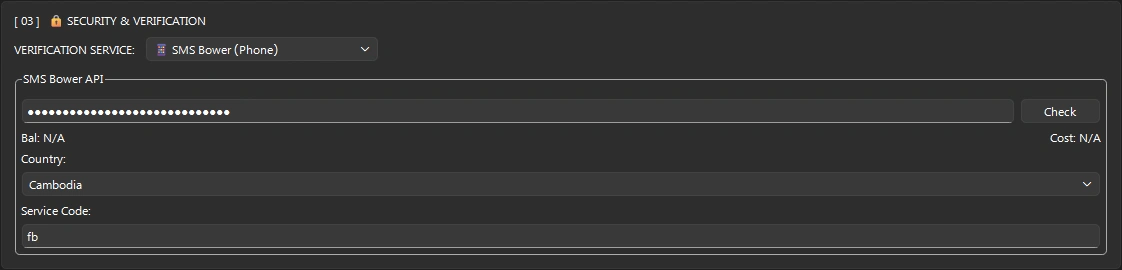 SMS Bower Settings in English