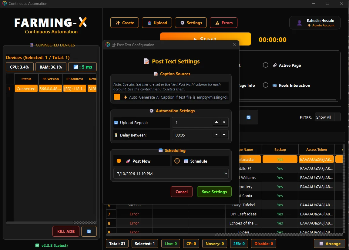 Farming-X AI Account Automation Screen 13