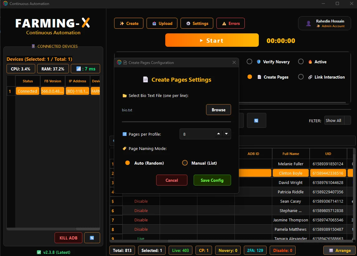 Farming-X AI Account Automation Screen 5