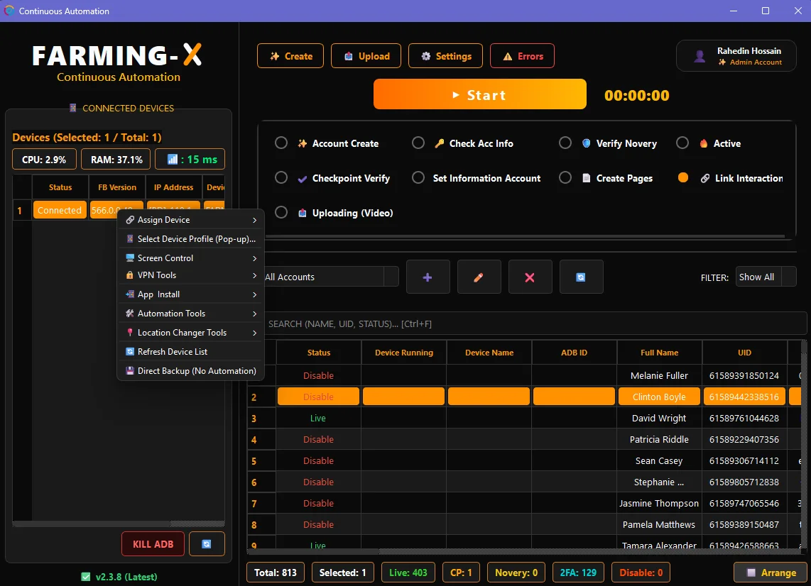 Farming-X AI Account Automation Screen 7