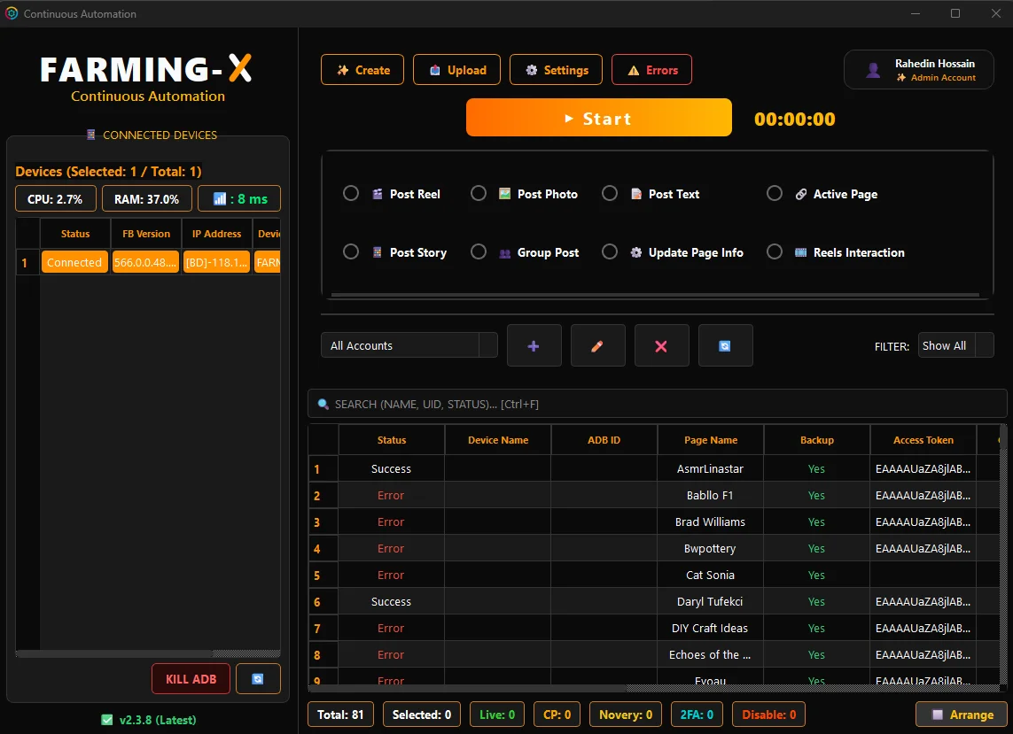 Farming-X AI Account Automation Screen 8