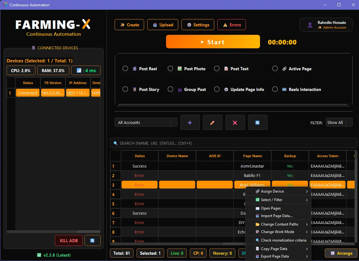 Farming-X AI Account Automation Screen 9