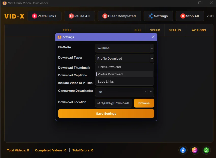 Vid-X Bulk Video Downloader Screen 2